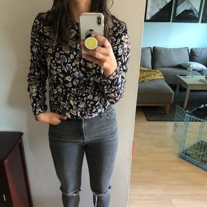 Floral long sleeve crop top